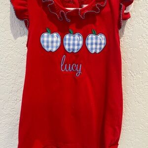 Red Kids Matching Set with Apple Design